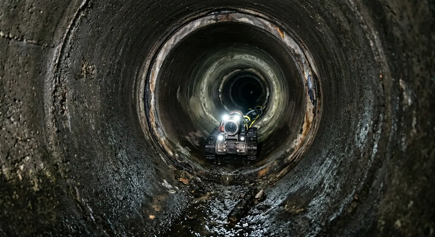 Robotic sewer camera inspecting pipe interior for Drain Snake Service in Mehlville